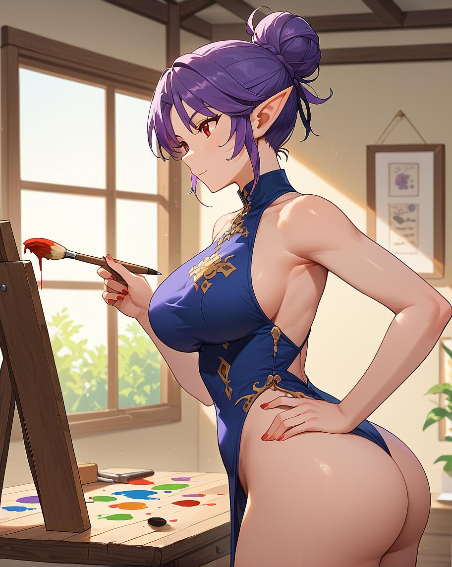 "An animated character in a traditional Chinese outfit, painted with watercolors."