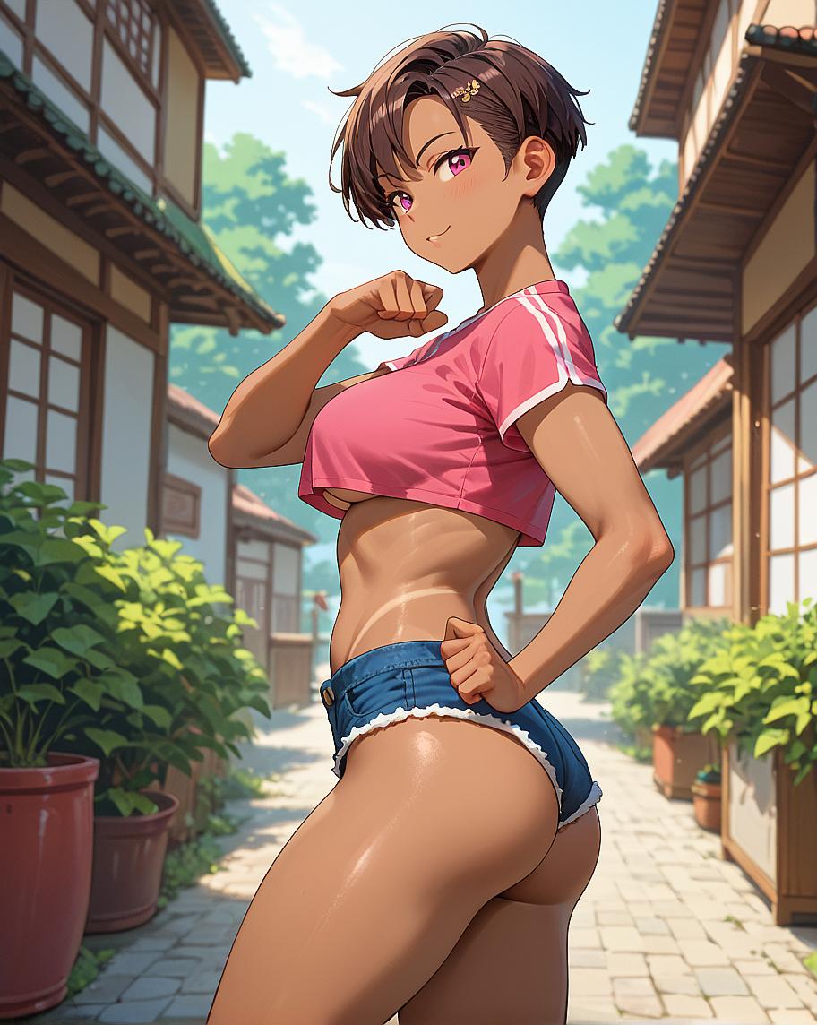 Female anime character in athletic pose.