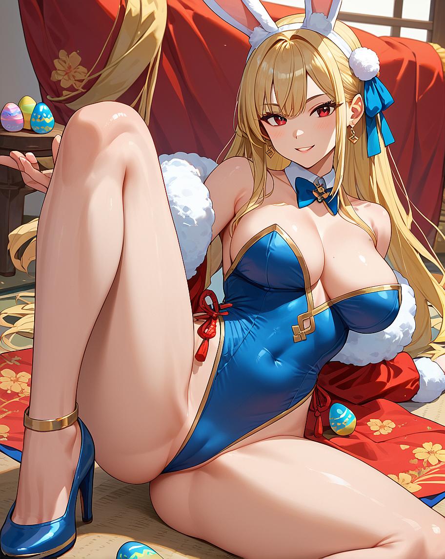 Bunny girl in Easter costume.