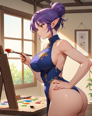 "An animated character in a traditional Chinese outfit, painted with watercolors."