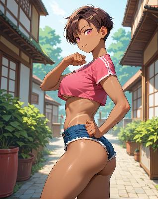 Female anime character in athletic pose.