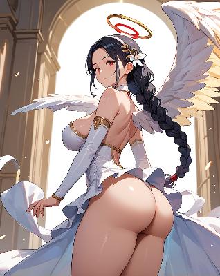 "Anime girl with wings and halo."